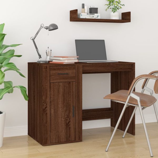 vidaXL Skrivebord brun eik 100x49x75 cm konstruert tre