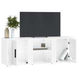 TV-benk høyglans hvit 100×31,5×35 cm konstruert tre