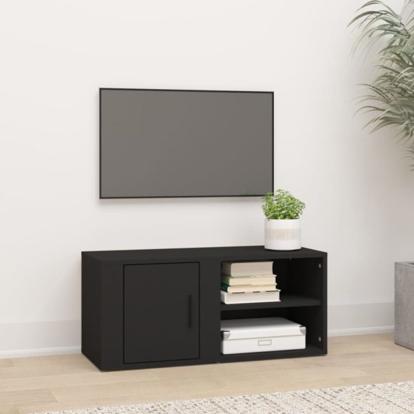 TV-benk svart 80×31,5×36 cm konstruert tre