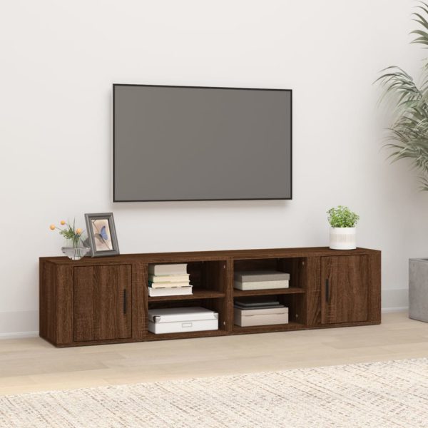 vidaXL TV-benker 2 stk brun eik 80×31,5×36 cm konstruert tre