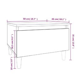 Sidebord hvit 50x46x35 cm konstruert tre
