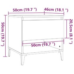 Sidebord hvit 50x46x50 cm konstruert tre
