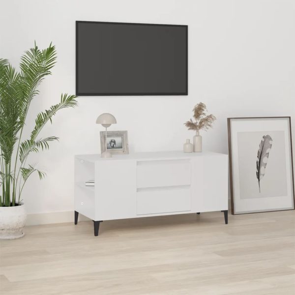 vidaXL TV-benk hvit 102×44,5×50 cm konstruert tre