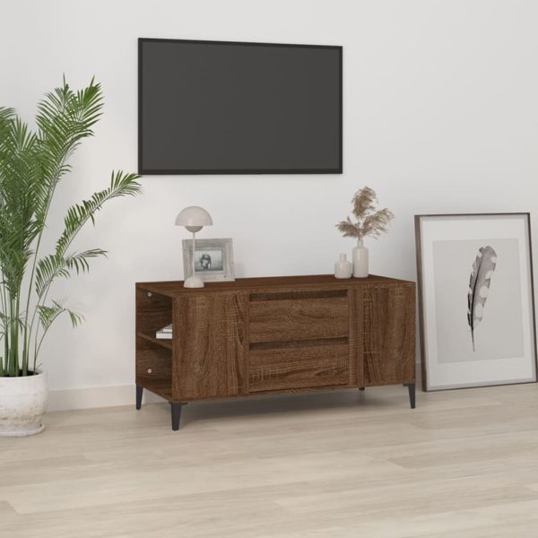 TV-benk brun eik 102×44,5×50 cm konstruert tre
