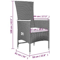 Hagelenestoler med puter 2 stk grå polyrotting
