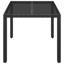Hagebord med glassplate svart 90x90x75 cm polyrotting