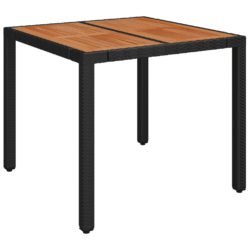 Hagebord med treplate svart 90x90x75 cm polyrotting