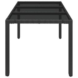 Hagebord med glassplate svart 150x90x75 cm polyrotting