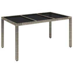 Hagebord med glassplate grå 150x90x75 cm polyrotting