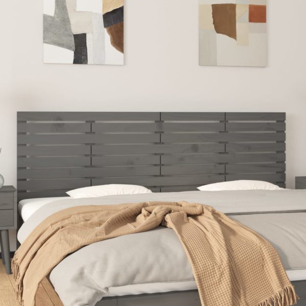 Veggmontert sengegavl grå 166x3x63 cm heltre furu