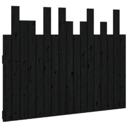 Veggmontert sengegavl svart 108x3x80 cm heltre furu