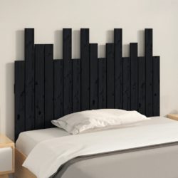 Veggmontert sengegavl svart 108x3x80 cm heltre furu