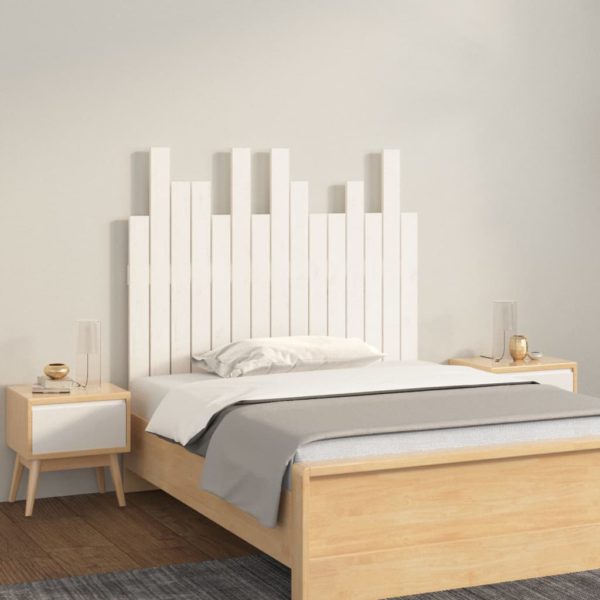 Veggmontert sengegavl hvit 95,5x3x80 cm heltre furu