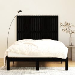 Veggmontert sengegavl svart 140x3x110 cm heltre furu