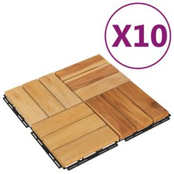 vidaXL Terrassefliser 10 stk 30×30 cm heltre teak
