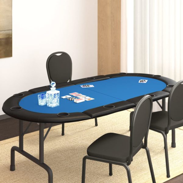 vidaXL Pokerbord sammenleggbart 10 spillere blå 208x106x3 cm