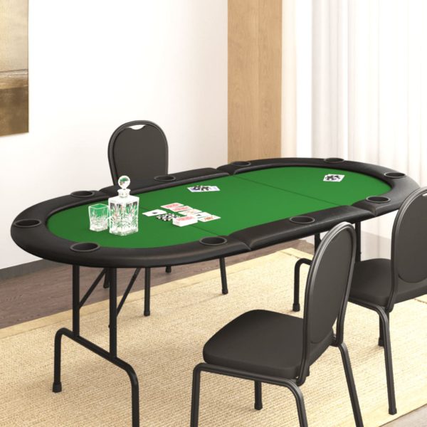 Pokerbord sammenleggbart 10 spillere grønn 206x106x75 cm