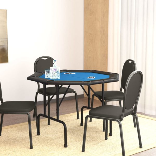 vidaXL Pokerbord sammenleggbart 8 spillere blå 108x108x75 cm