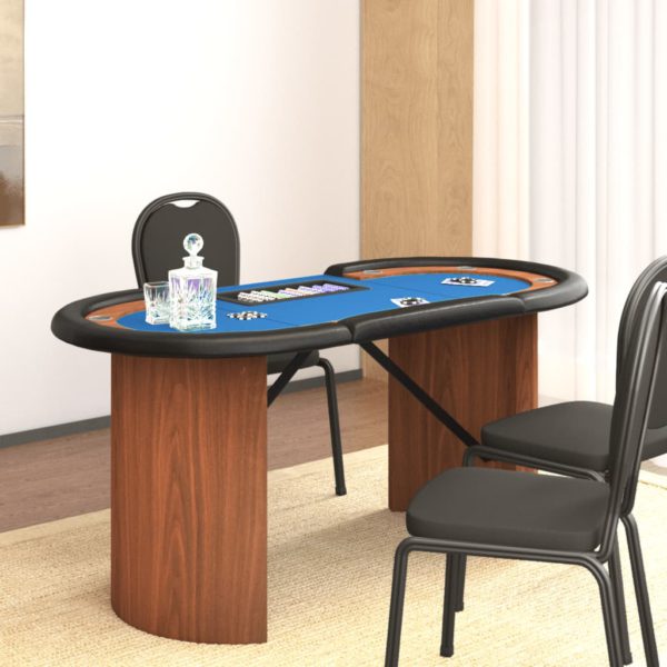 vidaXL Pokerbord med chip-skuff 10 spillere blå 160x80x75 cm