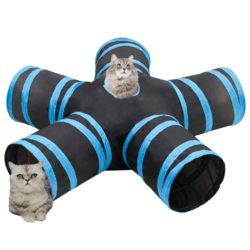 Kattetunnel 5-veis svart og blå 25 cm polyester