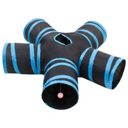 Kattetunnel 5-veis svart og blå 25 cm polyester