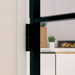 vidaXL Innerdør svart 76×201,5 cm herdet glass og aluminium slank