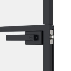 Innerdør svart 93×201,5 cm herdet glass og aluminium slank