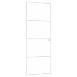Innerdør hvit 76×201,5 cm herdet glass og aluminium slank
