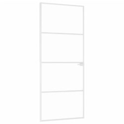 Innerdør hvit 83×201,5 cm herdet glass og aluminium slank
