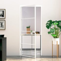 vidaXL Innerdør hvit 83×201,5 cm herdet glass og aluminium slank