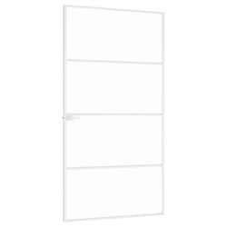 vidaXL Innerdør hvit 102×201,5 cm herdet glass og aluminium slank