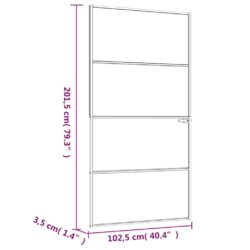 vidaXL Innerdør hvit 102×201,5 cm herdet glass og aluminium slank