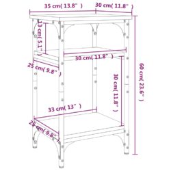 Sidebord grå sonoma 35x30x60 cm konstruert tre