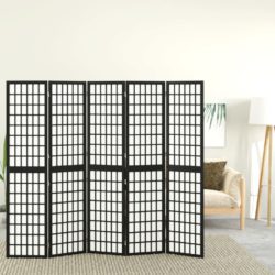 vidaXL Sammenleggbar romdeler 5 paneler japansk stil 200×170 cm svart