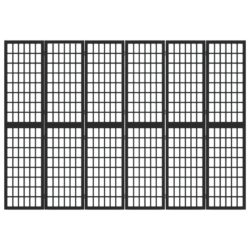 Sammenleggbar romdeler 6 paneler japansk stil 240×170 cm svart