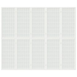 Sammenleggbar romdeler 5 paneler japansk stil 200×170 cm hvit