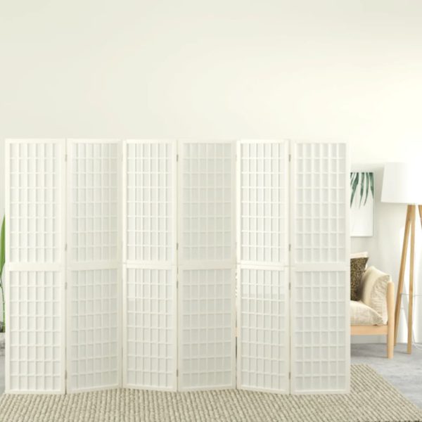 vidaXL Sammenleggbar romdeler 6 paneler japansk stil 240×170 cm hvit