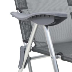 Sammenleggbare campingstoler med fotstøtter 2 stk grå textilene