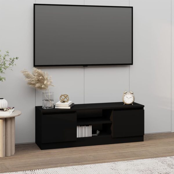 vidaXL TV-benk med dør svart 102x30x36 cm