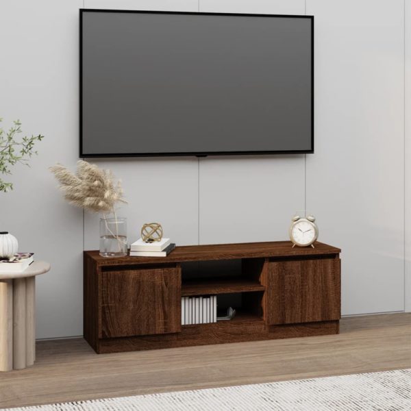 vidaXL TV-benk med dør brun eik 102x30x36 cm