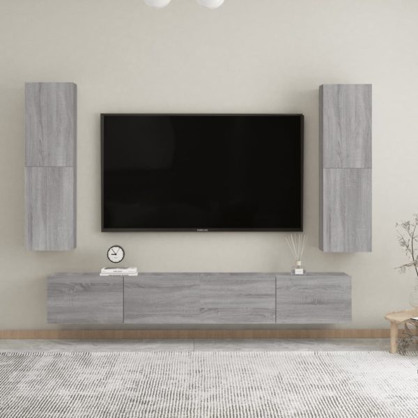 vidaXL Vegghengt TV-benker 2 stk grå sonoma 30,5x30x110 cm