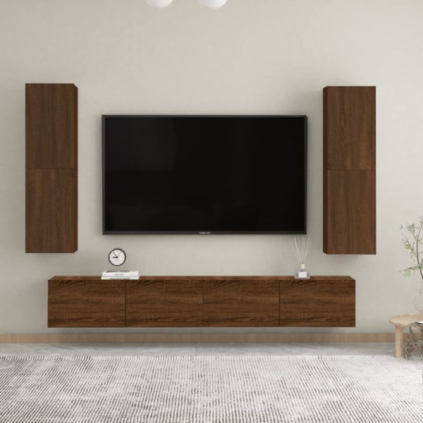 vidaXL Vegghengte TV-benker 2 stk brun eik 30,5x30x110 cm