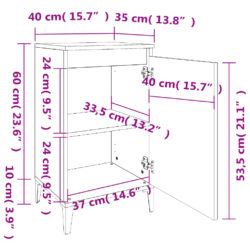 Nattbord høyglans hvit 40x35x70 cm konstruert tre