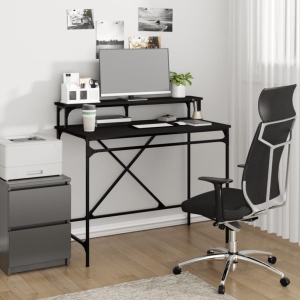 Skrivebord svart 100x50x90 cm konstruert tre og jern