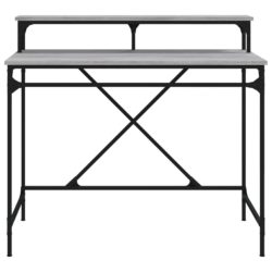 Skrivebord grå sonoma 100x50x90 cm konstruert tre og jern