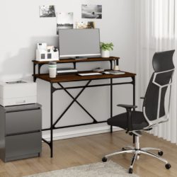 Skrivebord brun eik 100x50x90 cm konstruert tre og jern