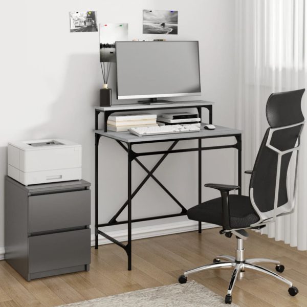 vidaXL Skrivebord grå sonoma 80x50x90 cm konstruert tre og jern