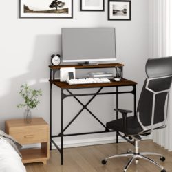 Skrivebord brun eik 80x50x90 cm konstruert tre og jern