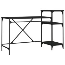 Skrivebord med hyller svart 135x50x90 cm konstruert tre og jern