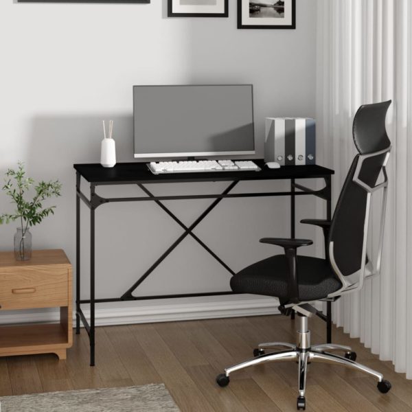 vidaXL Skrivebord svart 100x50x75 cm konstruert tre og jern